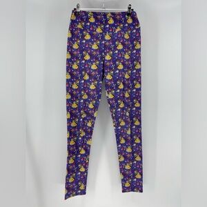 Beauty & The Beast Print Purple Buttery Soft Leggings, Women's One Size